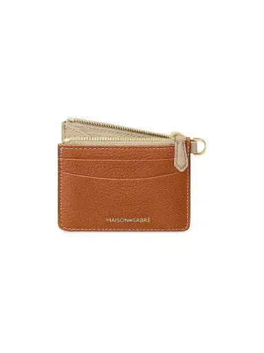 MAISON de SABRÉ Women's Leather Zipped Card Pouch - Pecan Nude | Thumbnail 3 MAISON de SABRÉ Women's Leather Zipped Card Pouch - Pecan Nude | Thumbnail 3