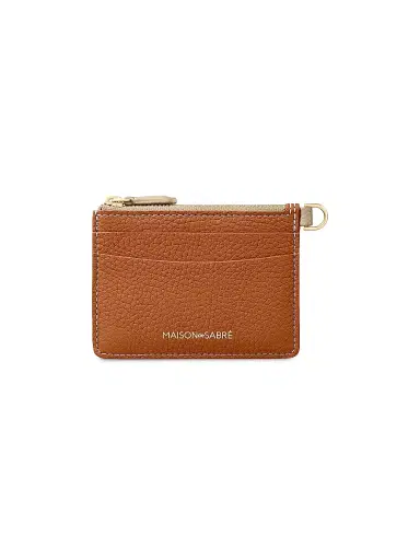 MAISON de SABRÉ Women's Leather Zipped Card Pouch - Pecan Nude | Thumbnail 1 MAISON de SABRÉ Women's Leather Zipped Card Pouch - Pecan Nude | Thumbnail 1