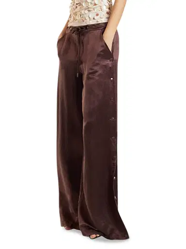 CYNTHIA ROWLEY Women's Breakaway Snap-Side Silk-Blend Wide-Leg Pants | Thumbnail 3 CYNTHIA ROWLEY Women's Breakaway Snap-Side Silk-Blend Wide-Leg Pants | Thumbnail 3