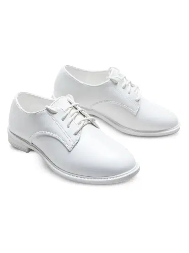 Moustache Derby Faux Leather Dress Shoes - White 5 (Child) | Thumbnail 3 Moustache Derby Faux Leather Dress Shoes - White 5 (Child) | Thumbnail 3