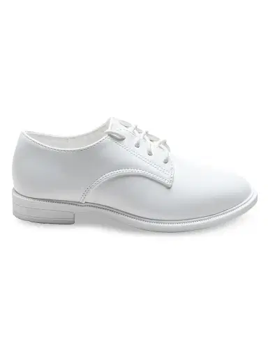 Moustache Derby Faux Leather Dress Shoes - White 5 (Child) | Thumbnail 1 Moustache Derby Faux Leather Dress Shoes - White 5 (Child) | Thumbnail 1