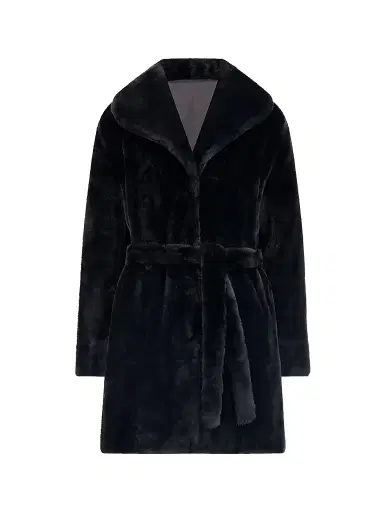 Gorski Women's Shearling Lamb Stroller Reversible to Taffeta Belt - Black - Size XL | Thumbnail 1 Gorski Women's Shearling Lamb Stroller Reversible to Taffeta Belt - Black - Size XL | Thumbnail 1
