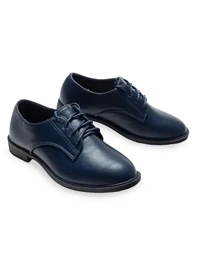 Moustache Derby Faux Leather Dress Shoes - Navy 5 (Child) | Thumbnail 2 Moustache Derby Faux Leather Dress Shoes - Navy 5 (Child) | Thumbnail 2