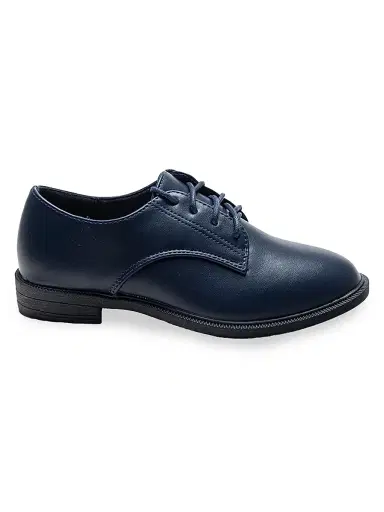 Moustache Derby Faux Leather Dress Shoes - Navy 5 (Child) | Thumbnail 1 Moustache Derby Faux Leather Dress Shoes - Navy 5 (Child) | Thumbnail 1