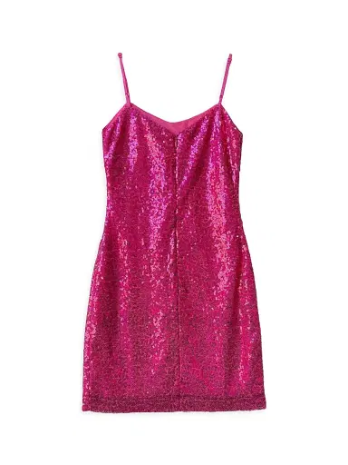 Un Deux Trois Girl's Sequin-Embellished Fitted Dress - Fuchsia | Thumbnail 2 Un Deux Trois Girl's Sequin-Embellished Fitted Dress - Fuchsia | Thumbnail 2