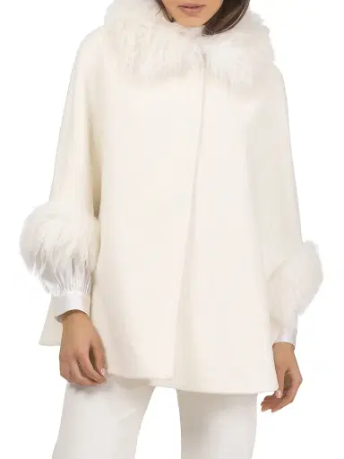 Gorski Women's Select Wool Coats with Select Lamb Collar and Cuffs - Ivory | Thumbnail 2 Gorski Women's Select Wool Coats with Select Lamb Collar and Cuffs - Ivory | Thumbnail 2