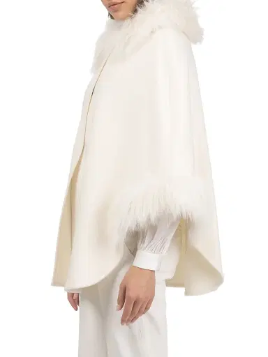 Gorski Women's Select Wool Coats with Select Lamb Collar and Cuffs - Ivory | Thumbnail 3 Gorski Women's Select Wool Coats with Select Lamb Collar and Cuffs - Ivory | Thumbnail 3