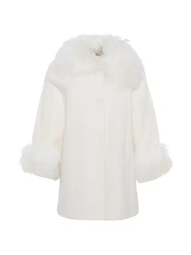 Gorski Women's Select Wool Coats with Select Lamb Collar and Cuffs - Ivory | Thumbnail 1 Gorski Women's Select Wool Coats with Select Lamb Collar and Cuffs - Ivory | Thumbnail 1