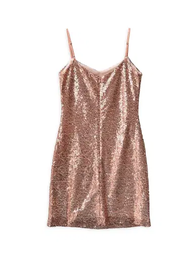 Un Deux Trois Girl's Sequin-Embellished Fitted Dress - Blush | Thumbnail 2 Un Deux Trois Girl's Sequin-Embellished Fitted Dress - Blush | Thumbnail 2