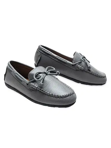 Moustache Leather Moccasin Loafers - Gray 5 (Child) | Thumbnail 2 Moustache Leather Moccasin Loafers - Gray 5 (Child) | Thumbnail 2