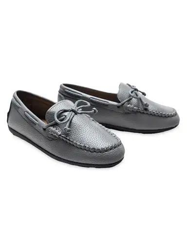 Moustache Leather Moccasin Loafers - Gray 5 (Child) | Thumbnail 3 Moustache Leather Moccasin Loafers - Gray 5 (Child) | Thumbnail 3