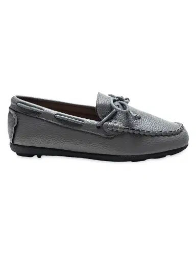 Moustache Leather Moccasin Loafers - Gray 5 (Child) | Thumbnail 1 Moustache Leather Moccasin Loafers - Gray 5 (Child) | Thumbnail 1