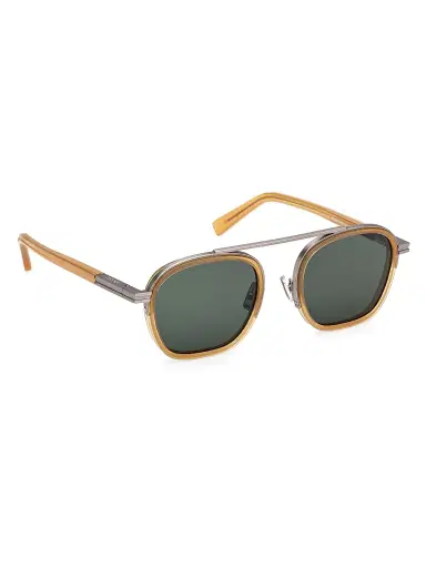 ZEGNA Men's 51MM Oval Sunglasses - Amber Green | Thumbnail 8 ZEGNA Men's 51MM Oval Sunglasses - Amber Green | Thumbnail 8