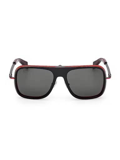 Christian Louboutin Men's 58MM Rectangular Sunglasses - Black Red Black | Thumbnail 2 Christian Louboutin Men's 58MM Rectangular Sunglasses - Black Red Black | Thumbnail 2