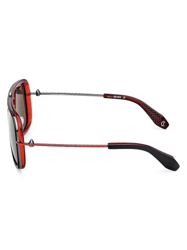 Christian Louboutin Men's 58MM Rectangular Sunglasses - Black Red Black | Thumbnail 3 Christian Louboutin Men's 58MM Rectangular Sunglasses - Black Red Black | Thumbnail 3