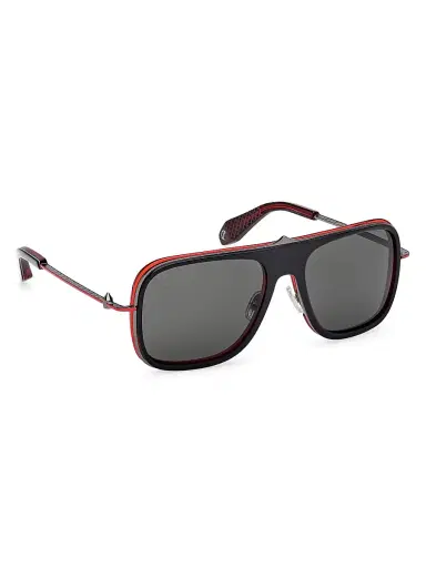 Christian Louboutin Men's 58MM Rectangular Sunglasses - Black Red Black | Thumbnail 8 Christian Louboutin Men's 58MM Rectangular Sunglasses - Black Red Black | Thumbnail 8