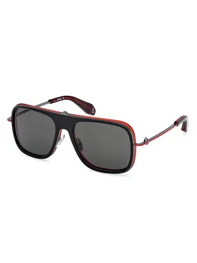 Christian Louboutin Men's 58MM Rectangular Sunglasses - Black Red Black | Thumbnail 1 Christian Louboutin Men's 58MM Rectangular Sunglasses - Black Red Black | Thumbnail 1