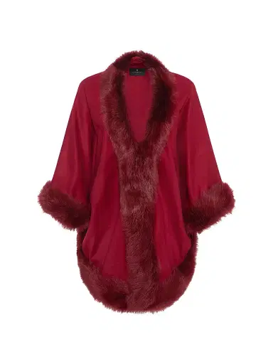 Gorski Women's Select Cashmere Capelet with Toscana Shearling Lamb Trim - Wine | Thumbnail 1 Gorski Women's Select Cashmere Capelet with Toscana Shearling Lamb Trim - Wine | Thumbnail 1