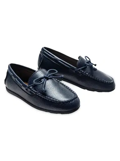 Moustache Leather Moccasin Loafers - Navy 9.5 (Toddler) | Thumbnail 2 Moustache Leather Moccasin Loafers - Navy 9.5 (Toddler) | Thumbnail 2