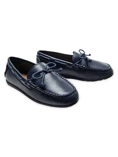 Moustache Leather Moccasin Loafers - Navy 9.5 (Toddler) | Thumbnail 3 Moustache Leather Moccasin Loafers - Navy 9.5 (Toddler) | Thumbnail 3