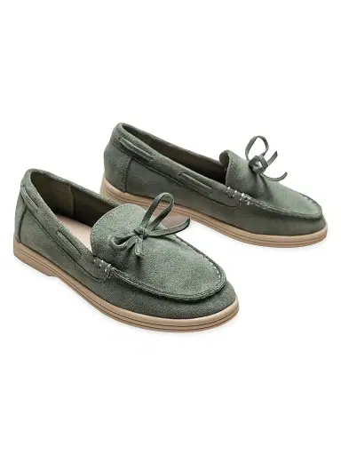 Moustache Suede Moccasin Loafers - Olive Green 5 (Child) | Thumbnail 2 Moustache Suede Moccasin Loafers - Olive Green 5 (Child) | Thumbnail 2