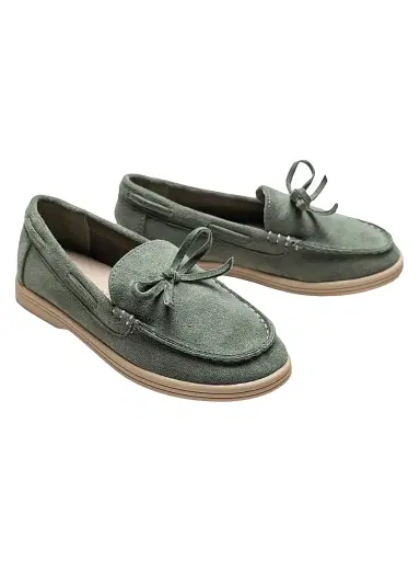 Moustache Suede Moccasin Loafers - Olive Green 5 (Child) | Thumbnail 3 Moustache Suede Moccasin Loafers - Olive Green 5 (Child) | Thumbnail 3