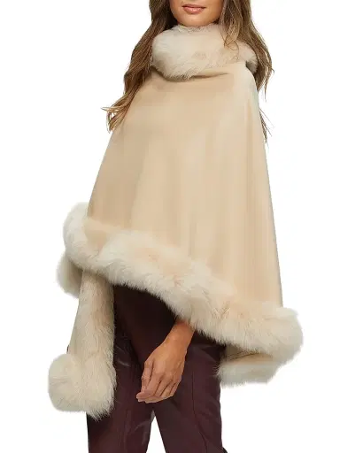 Gorski Women's Select Cashmere Capelet with Toscana Shearling Lamb Trim | Thumbnail 3 Gorski Women's Select Cashmere Capelet with Toscana Shearling Lamb Trim | Thumbnail 3