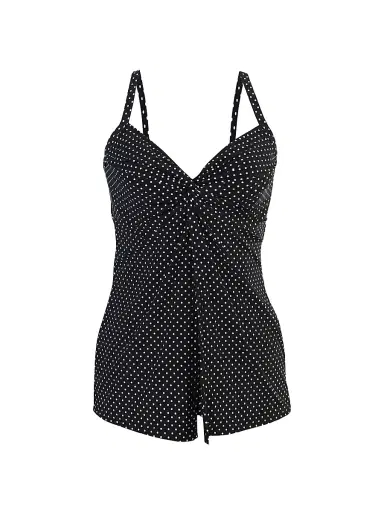 Miraclesuit Swim Women's Pin Point Love Knot Polka Dot Tankini Top | Thumbnail 1 Miraclesuit Swim Women's Pin Point Love Knot Polka Dot Tankini Top | Thumbnail 1