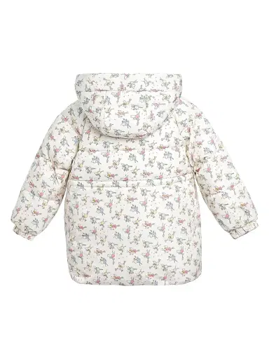 Mimi Tutu Little Girl's Floral Bow Hooded Coat - Cream | Thumbnail 2 Mimi Tutu Little Girl's Floral Bow Hooded Coat - Cream | Thumbnail 2