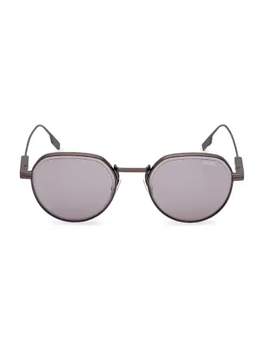 Zegna Men's 52MM Round Sunglasses - Matte Gunmetal Purple | Thumbnail 2 Zegna Men's 52MM Round Sunglasses - Matte Gunmetal Purple | Thumbnail 2