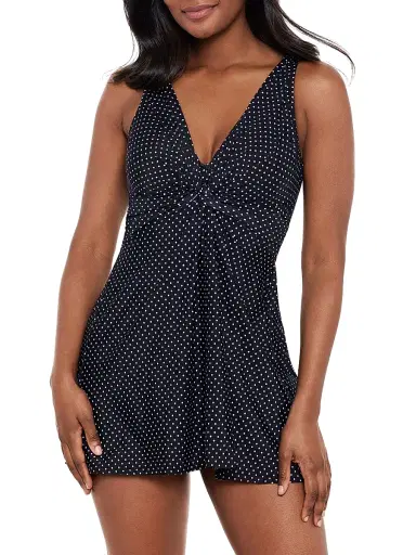 Miraclesuit Swim Women's Pin Point Marais Polka Dot Swim Dress - Black White | Thumbnail 2 Miraclesuit Swim Women's Pin Point Marais Polka Dot Swim Dress - Black White | Thumbnail 2
