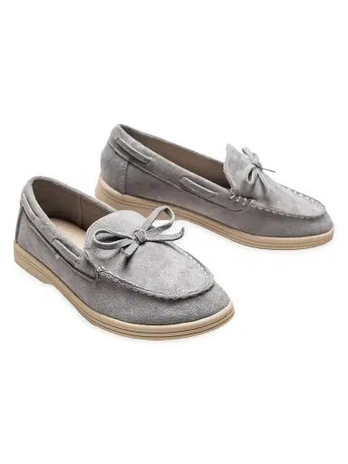Moustache Suede Moccasin Loafers - Gray 5 (Child) | Thumbnail 2 Moustache Suede Moccasin Loafers - Gray 5 (Child) | Thumbnail 2