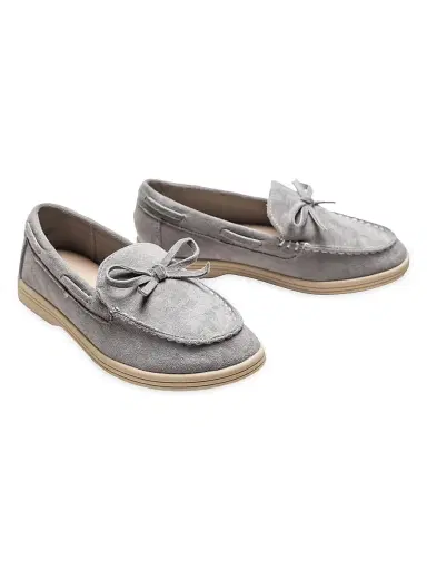 Moustache Suede Moccasin Loafers - Gray 5 (Child) | Thumbnail 3 Moustache Suede Moccasin Loafers - Gray 5 (Child) | Thumbnail 3