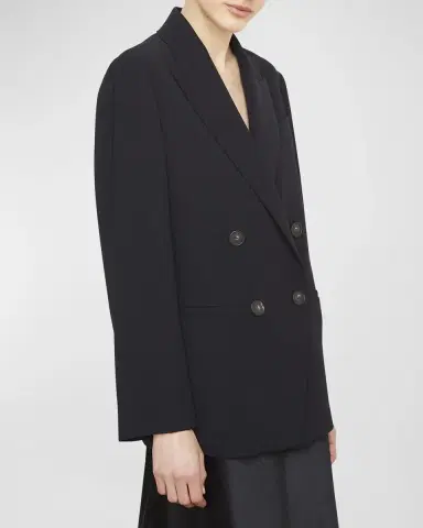 Vince Double-Breasted Crepe Boyfriend Blazer | Thumbnail 3 Vince Double-Breasted Crepe Boyfriend Blazer | Thumbnail 3
