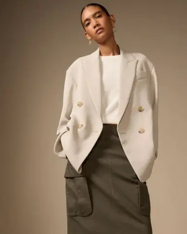 Vince Double-Breasted Crepe Boyfriend Blazer | Thumbnail 4 Vince Double-Breasted Crepe Boyfriend Blazer | Thumbnail 4