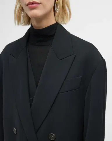 Vince Double-Breasted Crepe Boyfriend Blazer | Thumbnail 5 Vince Double-Breasted Crepe Boyfriend Blazer | Thumbnail 5