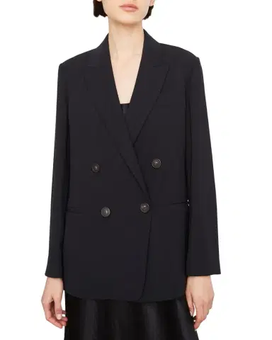 Vince Double-Breasted Crepe Boyfriend Blazer | Thumbnail 1 Vince Double-Breasted Crepe Boyfriend Blazer | Thumbnail 1