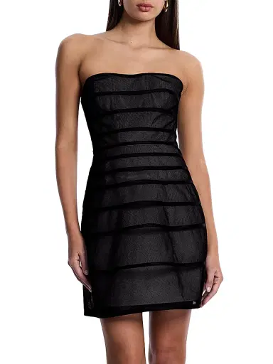 BCBGMAXAZRIA Women's Sheer Volume Strapless Minidress - Black | Thumbnail 3 BCBGMAXAZRIA Women's Sheer Volume Strapless Minidress - Black | Thumbnail 3