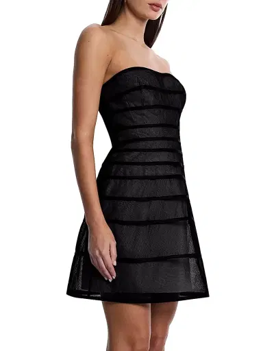 BCBGMAXAZRIA Women's Sheer Volume Strapless Minidress - Black | Thumbnail 4 BCBGMAXAZRIA Women's Sheer Volume Strapless Minidress - Black | Thumbnail 4
