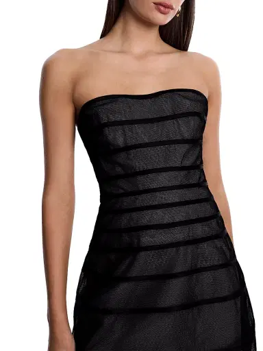 BCBGMAXAZRIA Women's Sheer Volume Strapless Minidress - Black | Thumbnail 6 BCBGMAXAZRIA Women's Sheer Volume Strapless Minidress - Black | Thumbnail 6