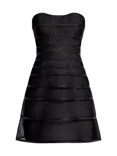 BCBGMAXAZRIA Women's Sheer Volume Strapless Minidress - Black | Thumbnail 1 BCBGMAXAZRIA Women's Sheer Volume Strapless Minidress - Black | Thumbnail 1