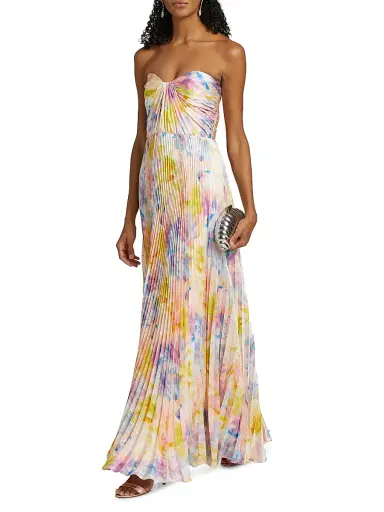As It May Women's Naomi Abstract Print Satin Strapless Gown - Spring Lillies | Thumbnail 2 As It May Women's Naomi Abstract Print Satin Strapless Gown - Spring Lillies | Thumbnail 2