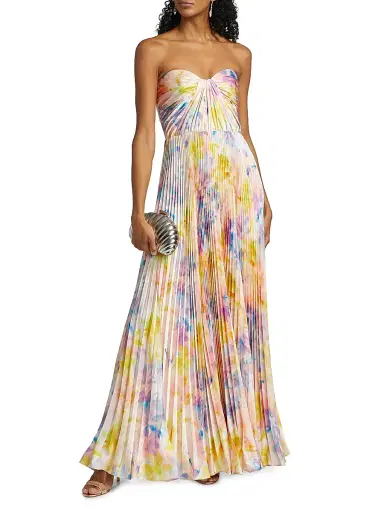 As It May Women's Naomi Abstract Print Satin Strapless Gown - Spring Lillies | Thumbnail 3 As It May Women's Naomi Abstract Print Satin Strapless Gown - Spring Lillies | Thumbnail 3