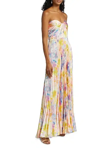 As It May Women's Naomi Abstract Print Satin Strapless Gown - Spring Lillies | Thumbnail 4 As It May Women's Naomi Abstract Print Satin Strapless Gown - Spring Lillies | Thumbnail 4