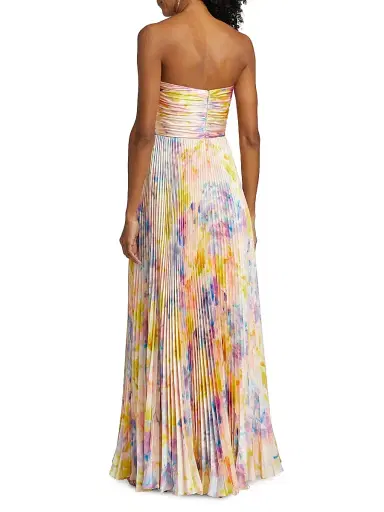 As It May Women's Naomi Abstract Print Satin Strapless Gown - Spring Lillies | Thumbnail 5 As It May Women's Naomi Abstract Print Satin Strapless Gown - Spring Lillies | Thumbnail 5