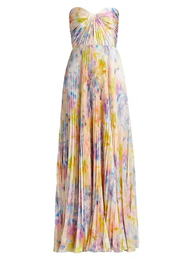 As It May Women's Naomi Abstract Print Satin Strapless Gown - Spring Lillies | Thumbnail 1 As It May Women's Naomi Abstract Print Satin Strapless Gown - Spring Lillies | Thumbnail 1