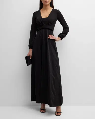 Emporio Armani Deep V-Neck Shimmer Jersey Maxi Dress | Thumbnail 3 Emporio Armani Deep V-Neck Shimmer Jersey Maxi Dress | Thumbnail 3