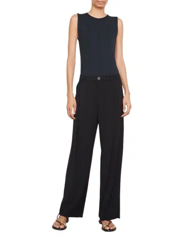 Vince Drop-Waist Pleated Crepe Trousers | Thumbnail 1 Vince Drop-Waist Pleated Crepe Trousers | Thumbnail 1