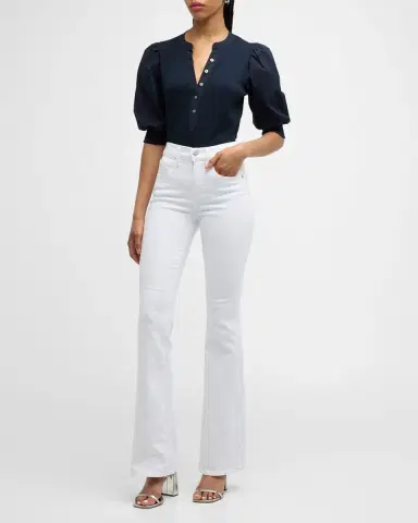 Veronica Beard Coralee Puff Sleeve Button-Front Top | Thumbnail 2 Veronica Beard Coralee Puff Sleeve Button-Front Top | Thumbnail 2