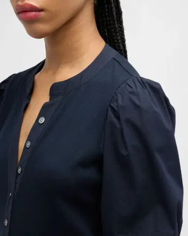 Veronica Beard Coralee Puff Sleeve Button-Front Top | Thumbnail 5 Veronica Beard Coralee Puff Sleeve Button-Front Top | Thumbnail 5